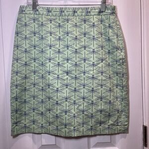 Brooks Brothers 346 Skirt Womens 8 Green Dragonfly Print Beach Resort Coastal